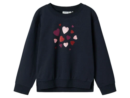 Name It sweatshirt dark sapphire med glimmerhjerter